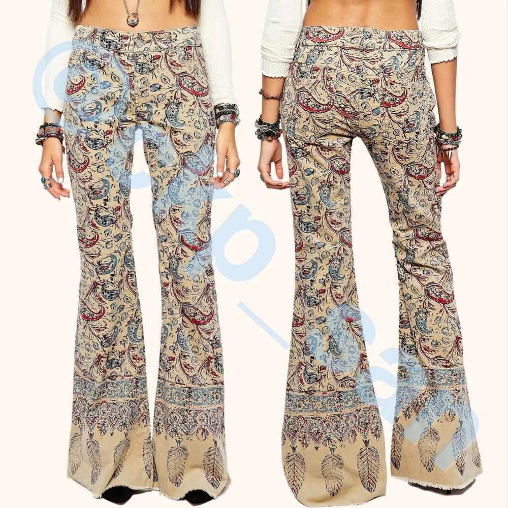 Free People New Delhi Border Flare Corduroy Size 24 - Picture 2 of 13